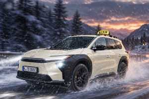 Mit Allradantrieb, X-Mode und Grip Control ist man im bZ4X Touring im winterlichen Taxieinsatz sicher unterwegs. Bild: T. Kanzler/KI-generiert