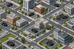 Jeder Parkplatz ein Betriebssitz? Die Plattformen wollen nach dem BGH-Urteil, dass die Rückkehrpflicht bestätigte, nun wohl den Betriebssitz neu definieren.| Foto: Symbolbild, KI-generiert