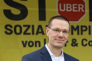 Michael Oppermann, Geschäftsführer des BVTM bei einer Demo des Taxigewerbes in Köln im Jahr 2023. | Foto: BVTM