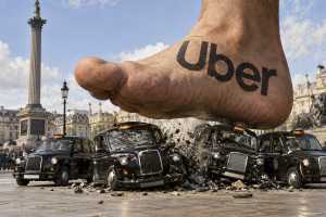 Sieg für Uber gegen die Black Cabs - dabei wurde der eigentliche Grund der Klage gar nicht verhandelt, die Klage wurde wegen Verfahrensfehlern abgewiesen.| Foto: taxi heute Redaktion/KI