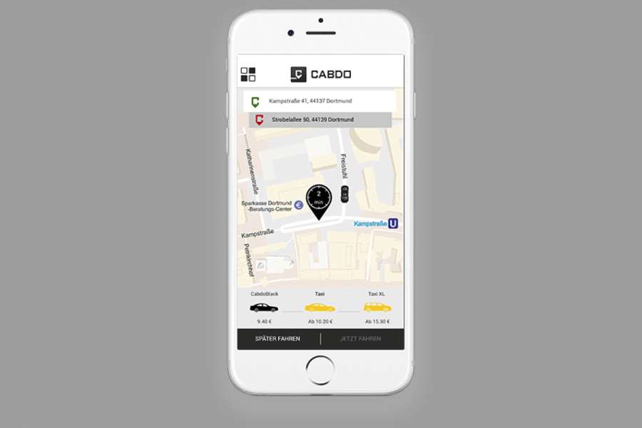 Über die App Cabdo kann man in erster Linie Mietwagen, aber auch Taxis bestellen. (Foto: Young Driver GmbH)