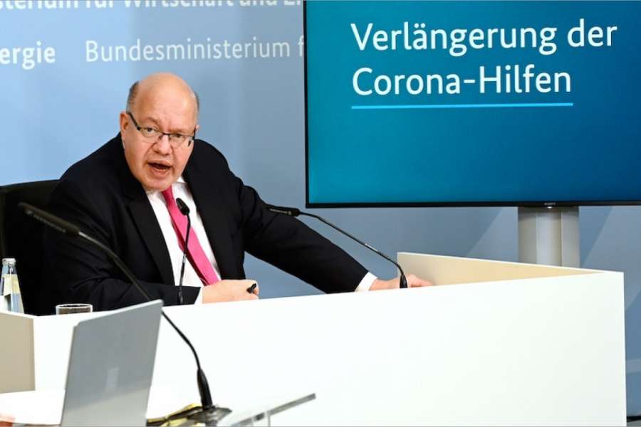 Bundeswirtschaftsminister Peter Altmaier erläuterte die neue Restart-Hilfe vor der Presse. (Foto: BMWi/Eriksson)