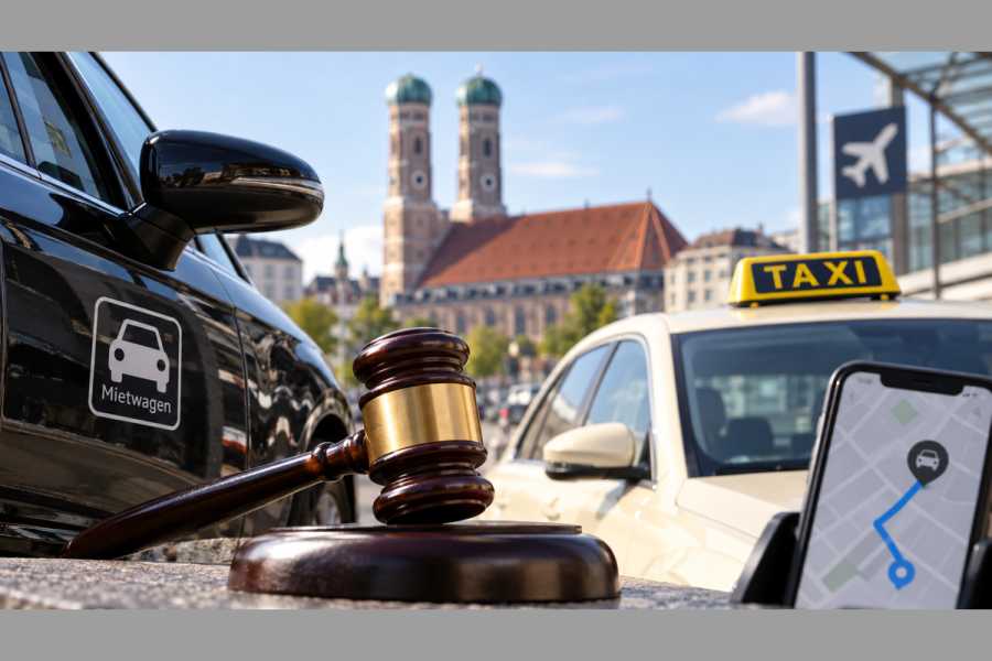Die vorläufige Gerichtsentscheidung betrifft die Zuständigkeit der Stadt München für die Einführung von Mindestpreisen im Mietwagenverkehr. | Foto: HUSS-VERLAG/KI-generiert