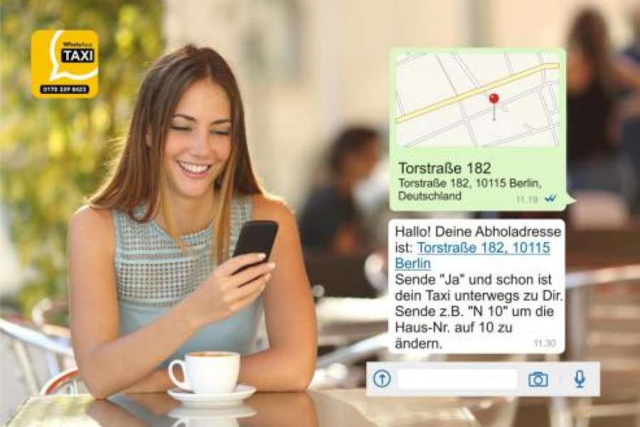 Per WhatsApp können jetzt unkompliziert Taxis bestellt werden, dazu muss zuvor der Standort übermittelt werden. (Foto: Aufgesang Public Relations GmbH)