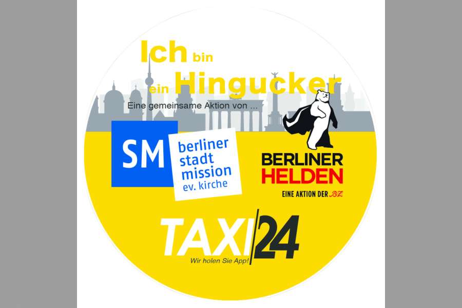 Mit solchen Aufklebern dürfen teilnehmende Taxifahrer im Taxi werben. (Abb.: Taxi24)