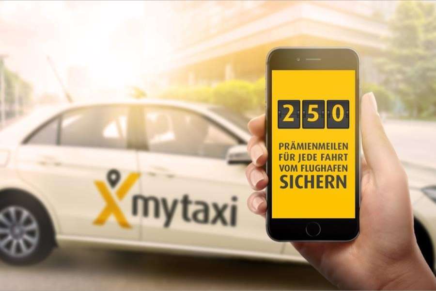 Lockangebot von mytaxi und Miles&More: 250 Prämienmeilen für jede Taxifahrt von den Flughäfen Hamburg, Berlin, München, Stuttgart, Frankfurt, Düsseldorf und Köln/Bonn. (Foto: Intelligent App)