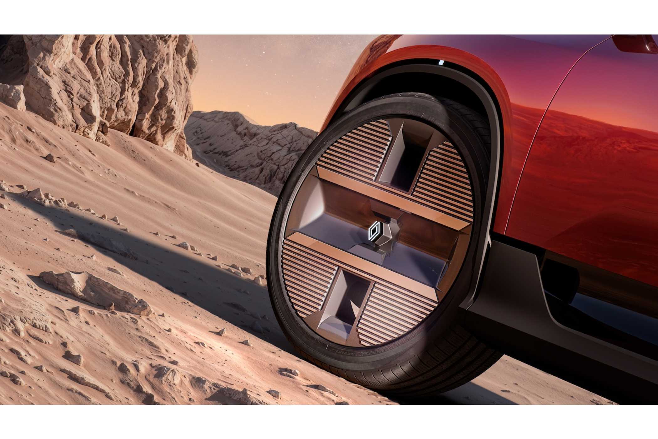 Auch die Räder erinnern an die geometrischen 1980er-Jahre. | Foto: Renault