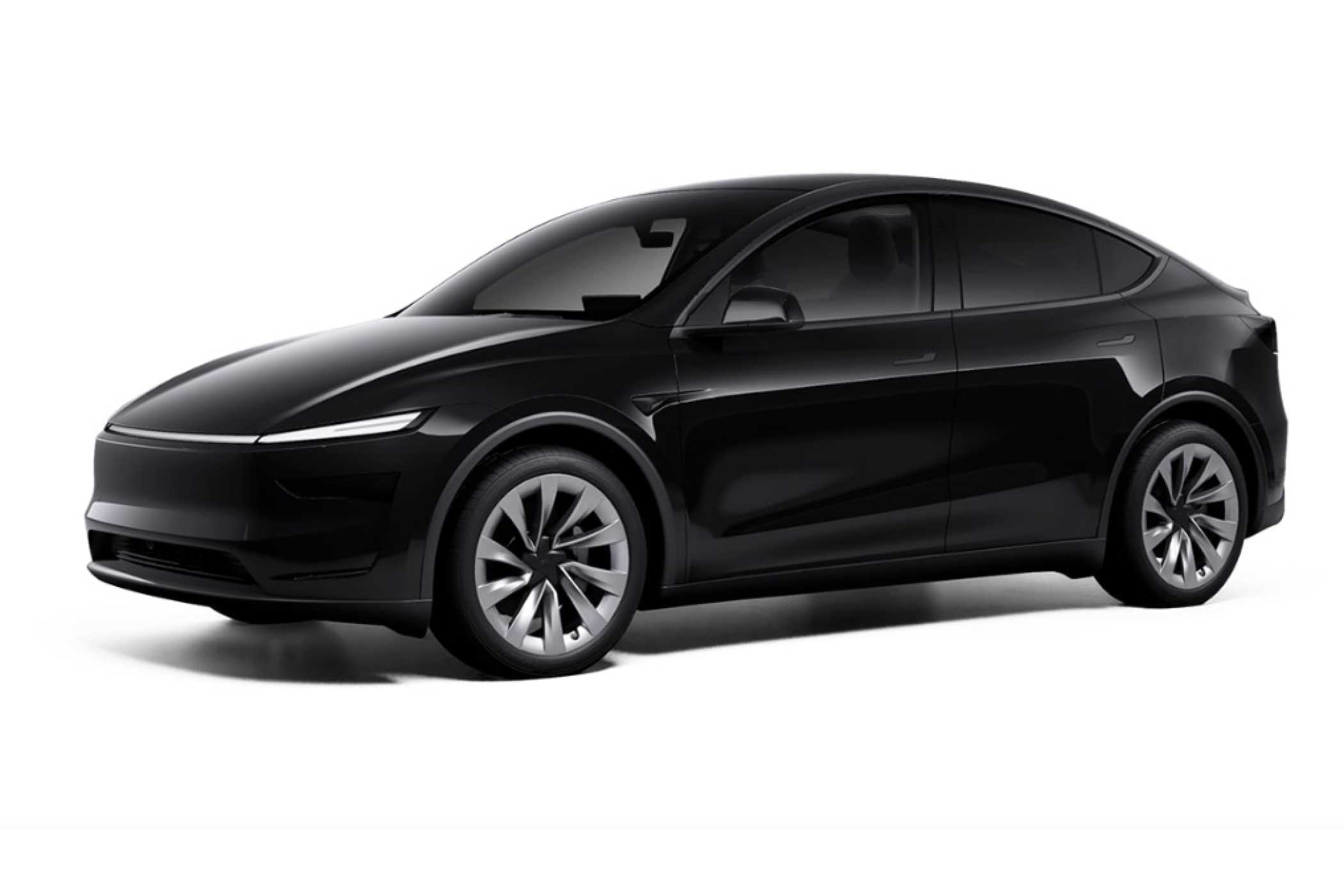 Das neue Model Y startet in schwarz und silber. Vorn glich man es an den Cybertruck an. | Foto: Tesla