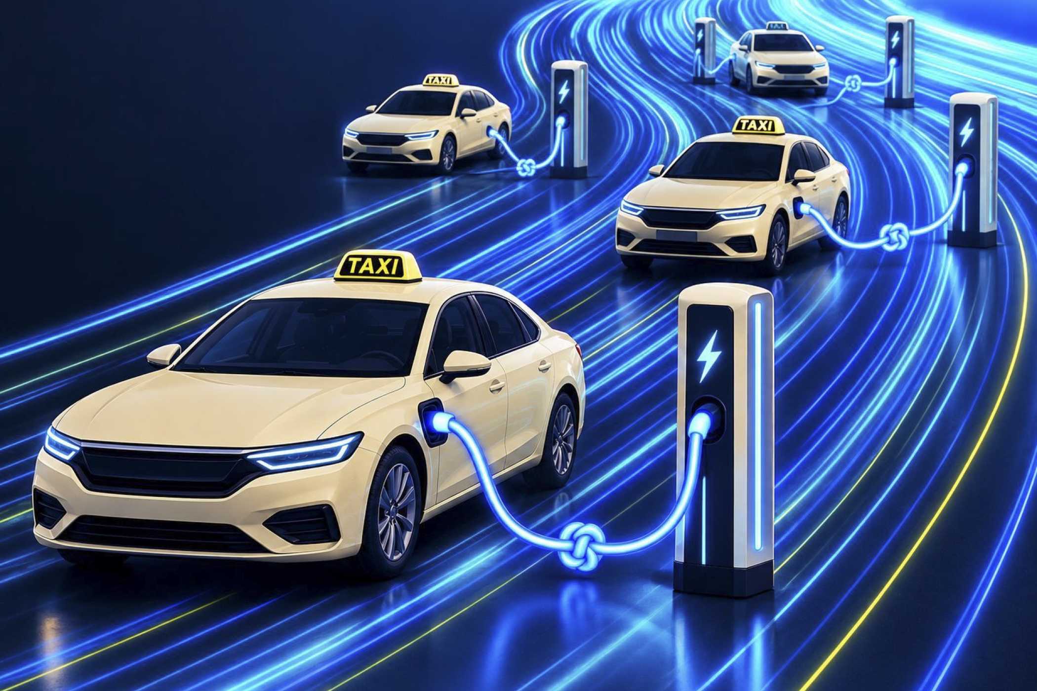 Platz 8: Flotten laden, Mobilität sichern: Die E-Wende im Taxi-Gewerbe mehr braucht als Ladesäulen » https://www.taxi-heute.de/node/32147 | Für das Taxi- und Mietwagengewerbe entscheiden nicht allein neue Technologien über den Erfolg, sondern vor allem verlässliche politische Rahmenbedingungen und eine flächendeckende Ladeinfrastruktur.| Foto: BCCG/KI