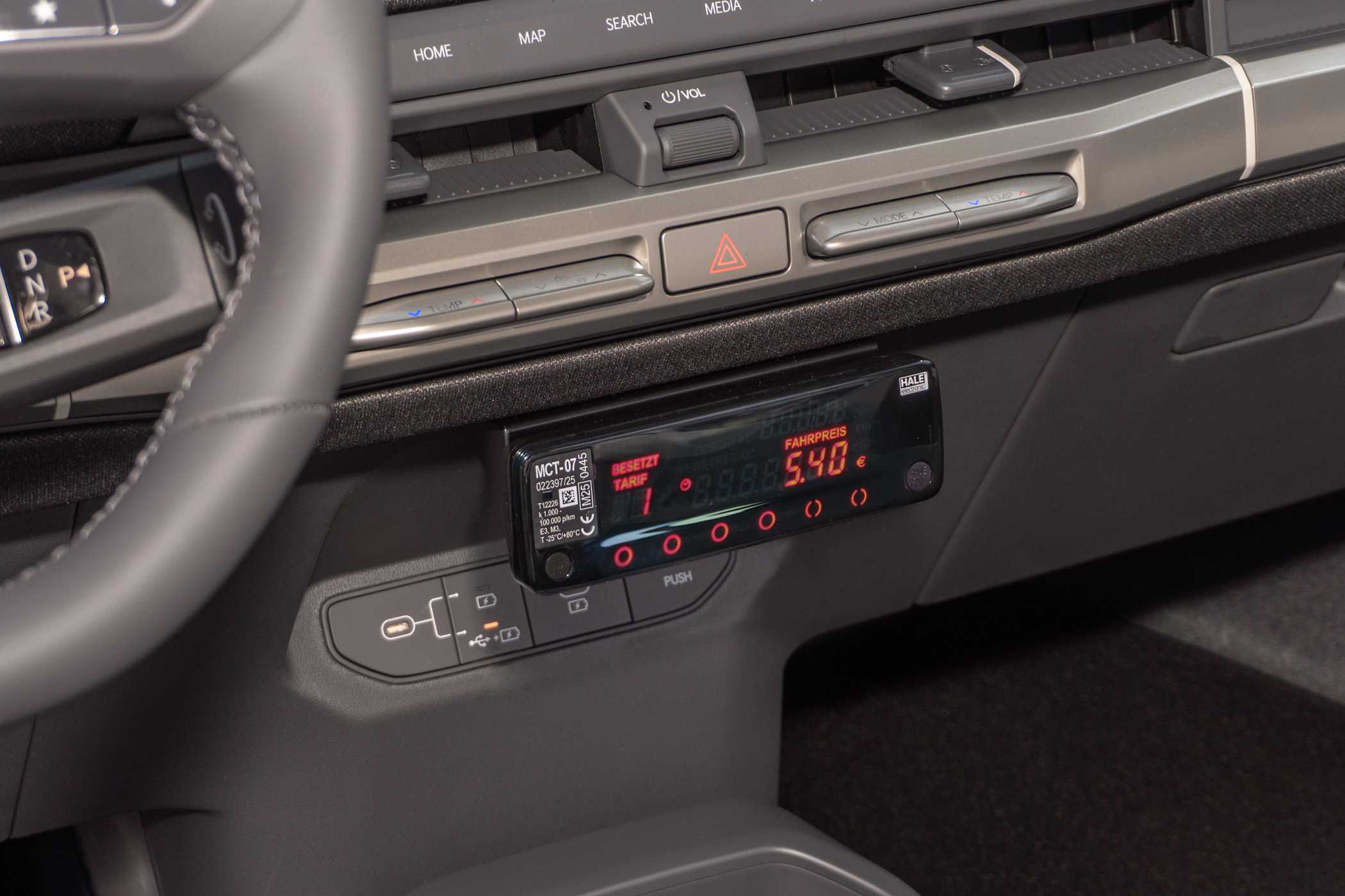 The taximeter mounts Intax in a clearly visible position above the center console.| Photo: Intax