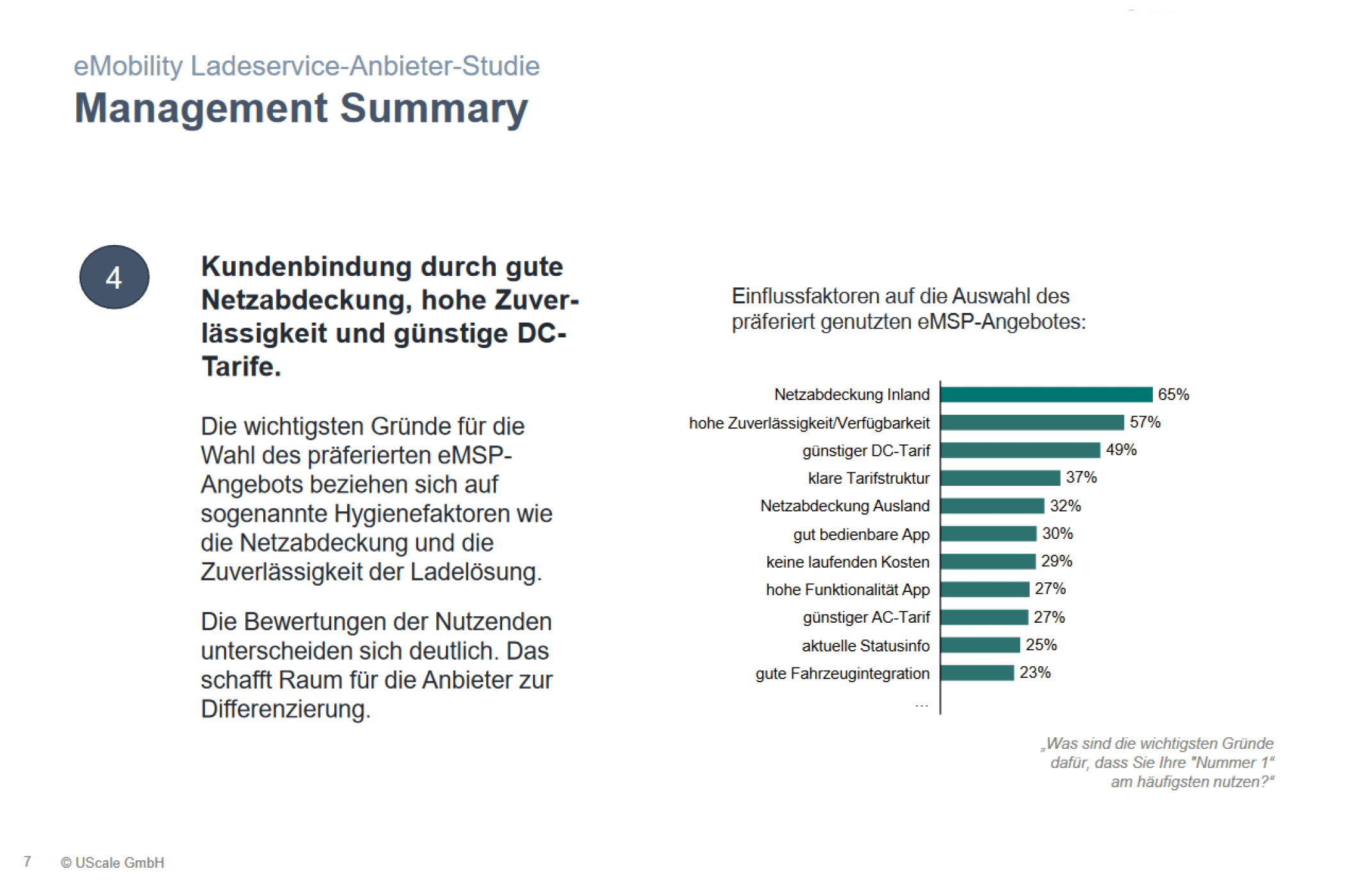 Punkten bei den Kunden kann man mit guter Netzabdeckung und günstigen DC-Preisen. | Grafik: Uscale