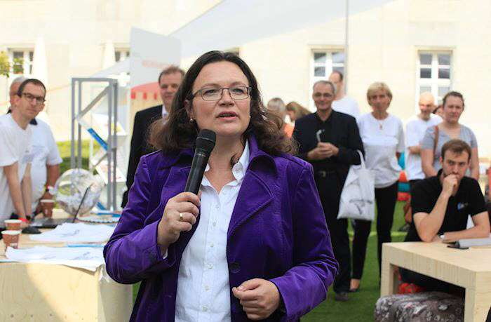 Bundesministerin Andrea Nahles kann man für ihre humorvolle Presseabteilung nur beglückwünschen. (Foto: Bundesarbeitsministerium)