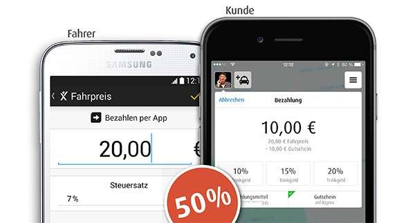 Für die Aktion hat Intelligent Apps die Landingpage www.mytaxi.com/50 eingerichtet. (Abb.: Intelligent Apps)