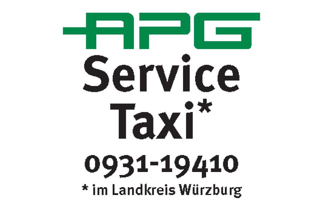 Mit diesem Logo wird das seit APG ServiceTaxi beworben. (Foto: APG - Kommunalunternehmen des Landkreises Würzburg)