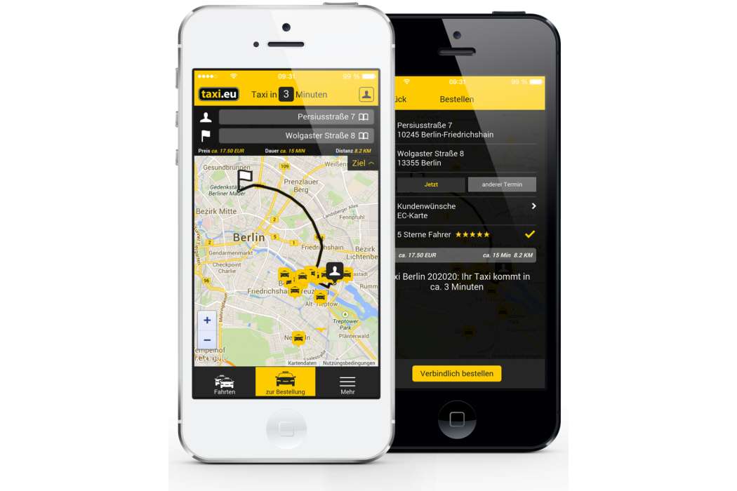 Die App von taxi.eu realisiert über Wirecard eine Online-Bezahlfunktion. (Foto: taxi.eu)