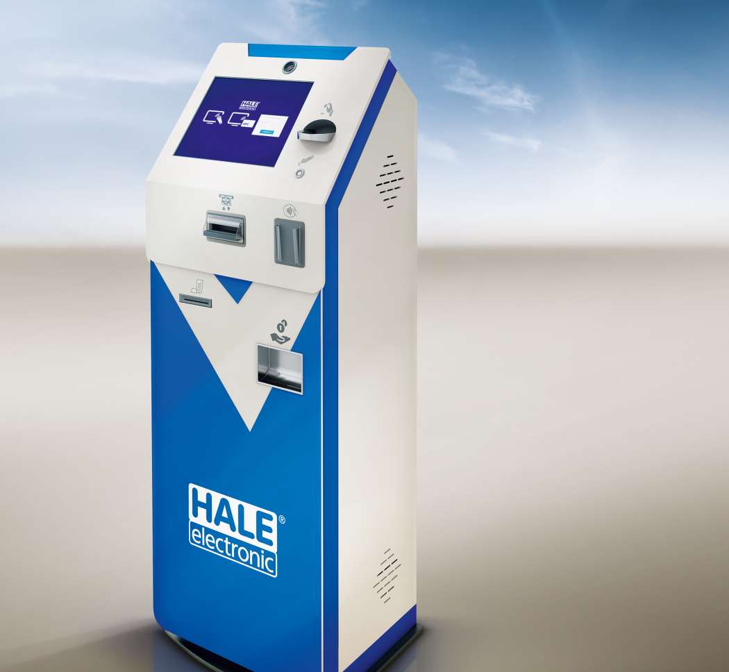 Der 1,55 Meter hohe Automat hat einen 15-Zoll-Touchscreen und ist ans Datencenter angebunden. (Foto: HALE)