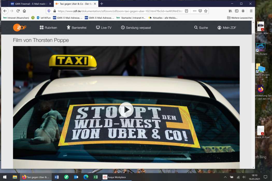Die Dokumentation von ZDF Zoom ist für die Taxi-Branche echt sehenswert. (Screenshot: Dietmar Fund)