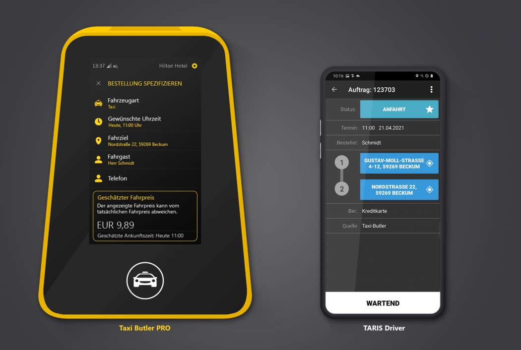 Über die Verknüpfung kann der Taxi-Butler PRO nach Eingabe des Fahrziels auch einen ungefähren Fahrpreis angeben. (Foto: MPC Software)