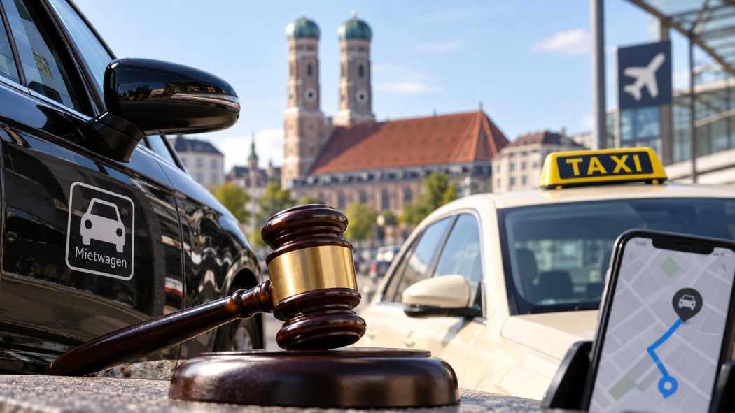 Die vorläufige Gerichtsentscheidung betrifft die Zuständigkeit der Stadt München für die Einführung von Mindestpreisen im Mietwagenverkehr. | Foto: HUSS-VERLAG/KI-generiert