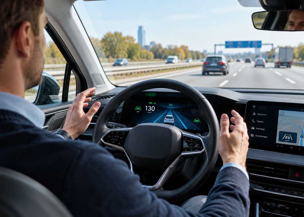 Symbolfoto: Hände weg vom Steuer - das ist mit einem sogenannten "Autopilot" möglich. Der Fahrer muss aber weiterhin "wachsam" sein. | Foto: KI generiert