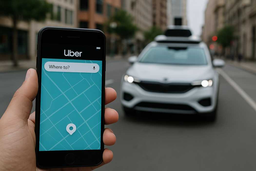 Sembolik resim: Uber uygulaması üzerinden gelecekte Çinli Baidu hizmeti "Apollo Go"nun otonom araçları da rezerve edilebilecek – platformun sürücüsüz mobiliteye doğru attığı bir başka adım. | Foto: Yapay zeka ile oluşturulmuş