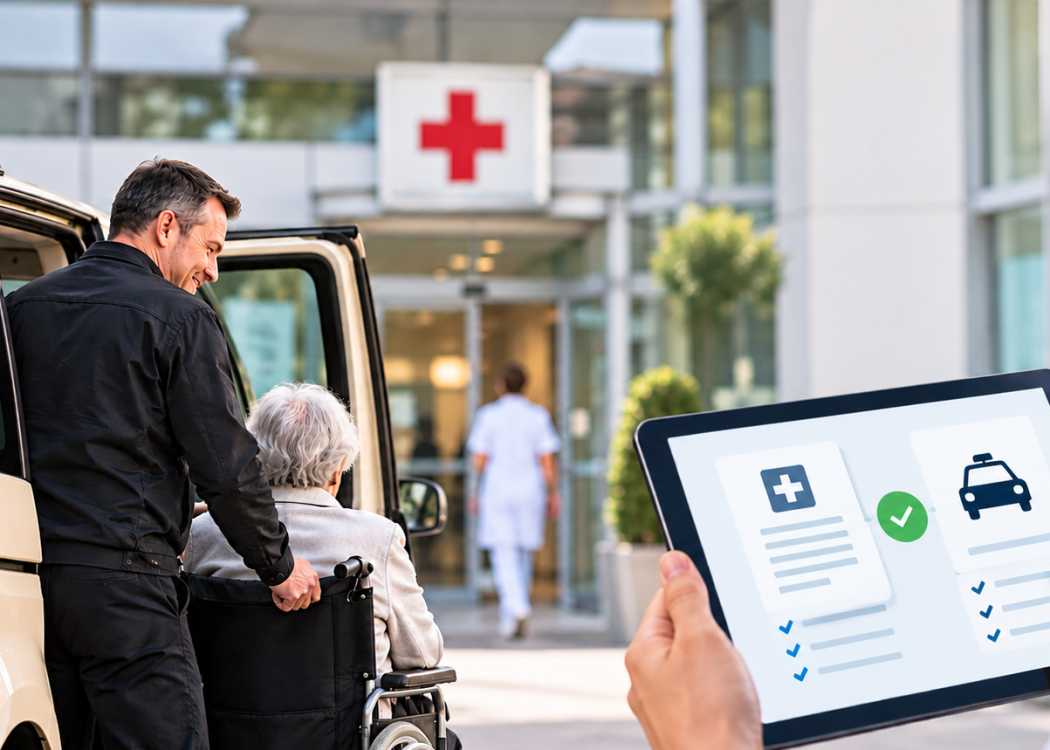 Bei Fahrten zu Arztpraxen, Krankenhäusern und Dialysezentren müssen Beförderungsunternehmen verschiedene Dokumentations- und Abrechnungsanforderungen erfüllen. | Foto: Huss-Verlag/KI-generiert