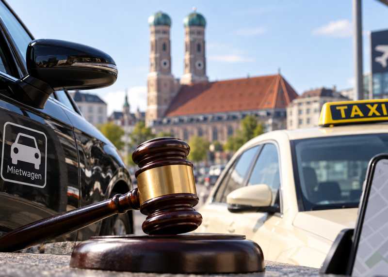 The preliminary court ruling concerns the City of Munich's authority to introduce minimum prices in hire-car traffic. | Photo: HUSS-VERLAG/AI-generated