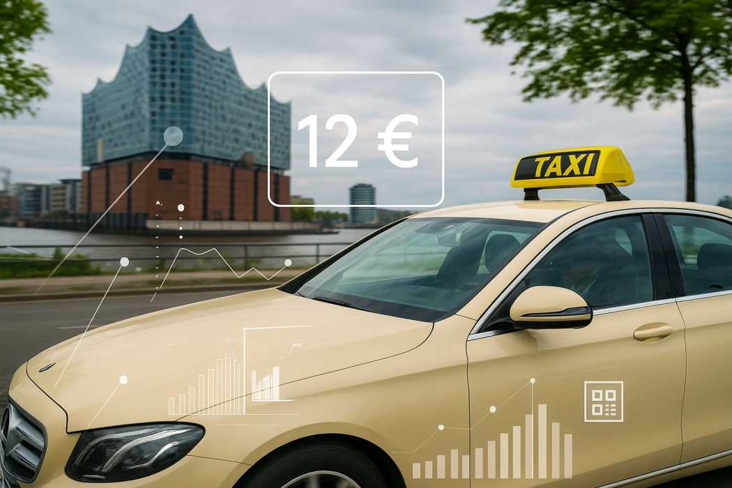 Wie wird in Zukunft der Fahrpreis einer Taxifahrt in Hamburg ermittelt? Gibt es einen Festpreis? Einen Tarifkorridor? Hamburg hat im Februar eine zweijährige Erprobungsphase gestartet.| Foto: AI