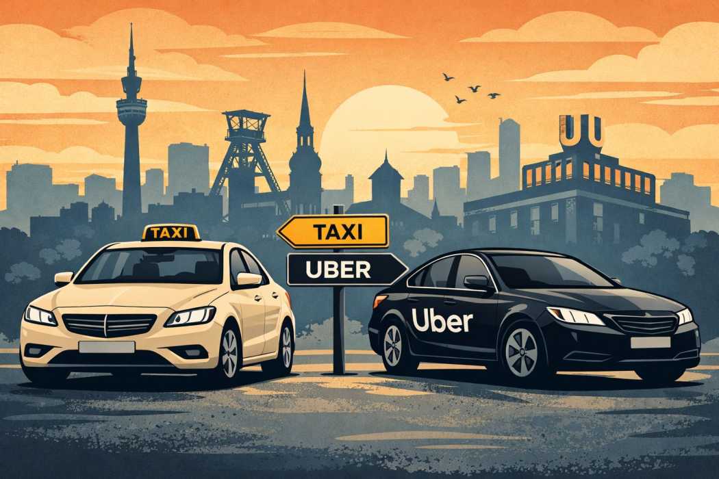 Taxi und Uber sollen in Dortmund das selbe kosten - nur bei länger im Voraus bestellten Fahrten dürfen die Plattformbetreiber den Preis des Taxis unterbieten.| Foto: T. Kanzler / KI