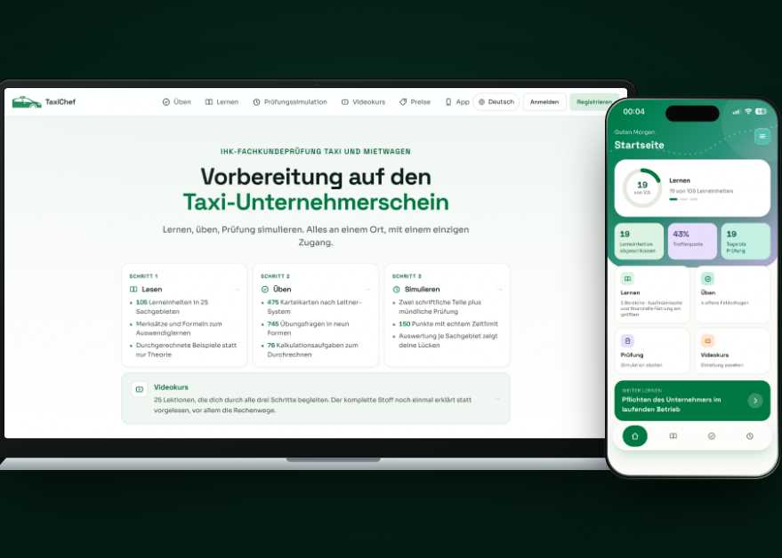 Die Lernplattform ist auf Smartphones und im Browser nutzbar. Der individuelle Lernfortschritt wird geräteübergreifend synchronisiert. | Foto: TaxiChef
