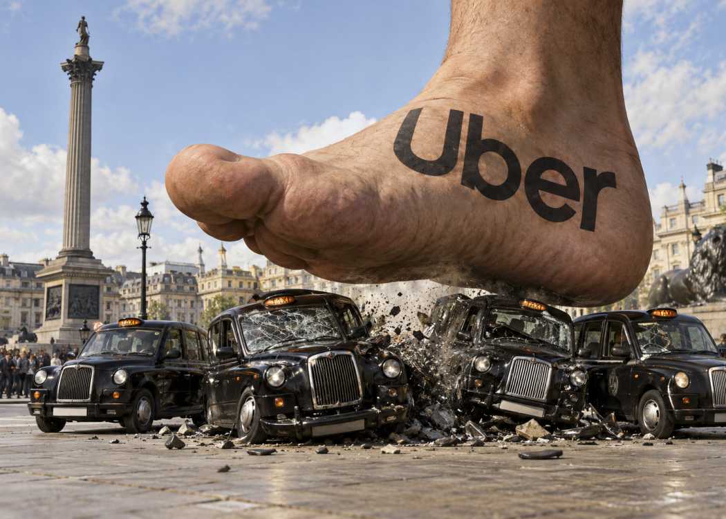 Uber'in Black Cabs'a karşı zaferi - davaya ilişkin asıl gerekçe hiç görüşülmedi, dava usul hataları nedeniyle reddedildi.| Fotoğraf: taxi heute Redaksiyon/KI