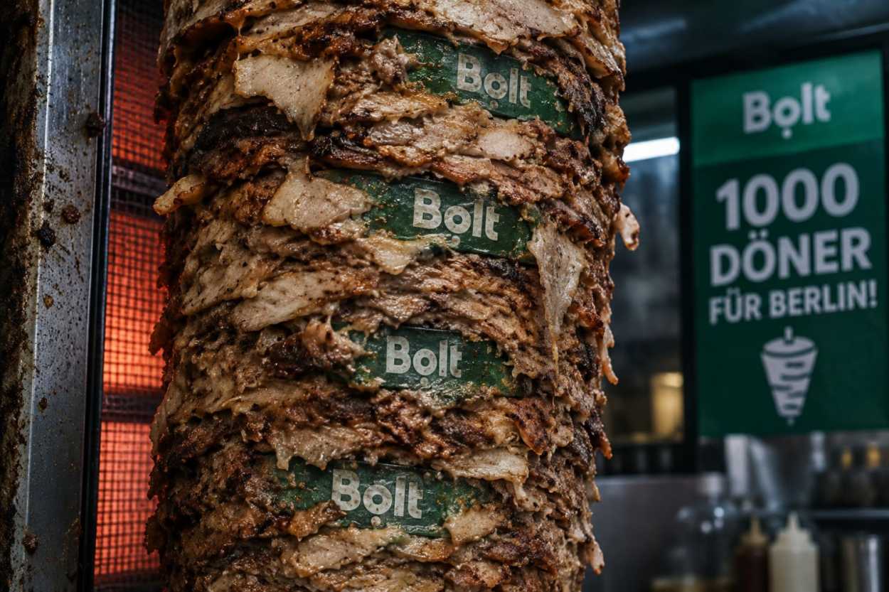 1.000 kostenlose Döner für die Berliner gibt es am Donnerstag vom Plattformbetreiber Bolt.| Foto: KI-generiert